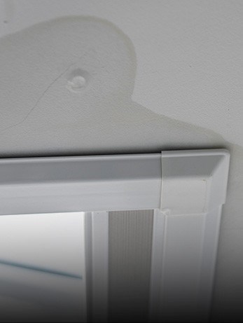 Interior roof damage from skylight leak