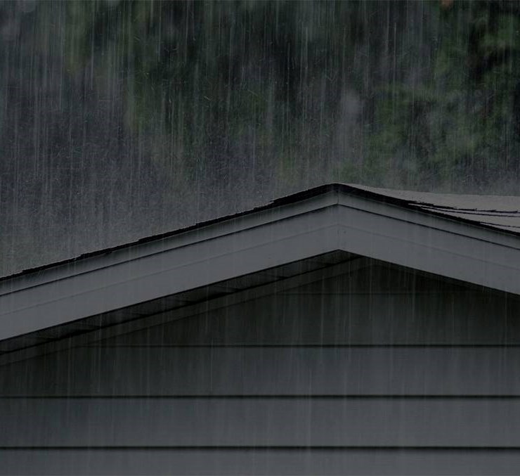 Heavy rain hitting roof